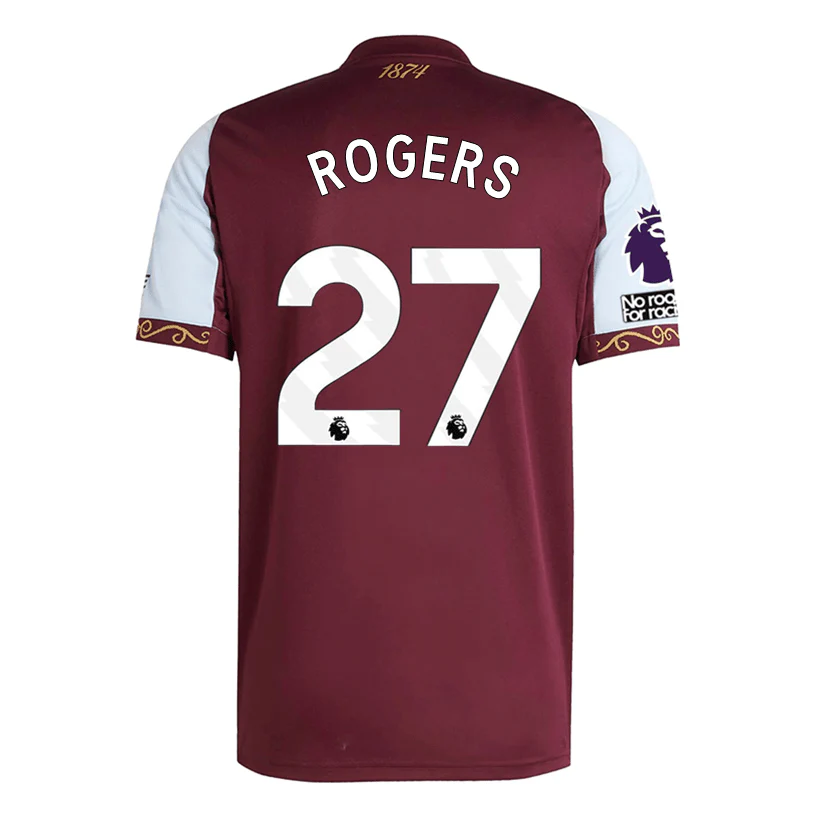 adidas Rogers Men's Aston Villa Home Jersey 25/26 w/ NRFR + EPL Patches (Maroon/Blue)