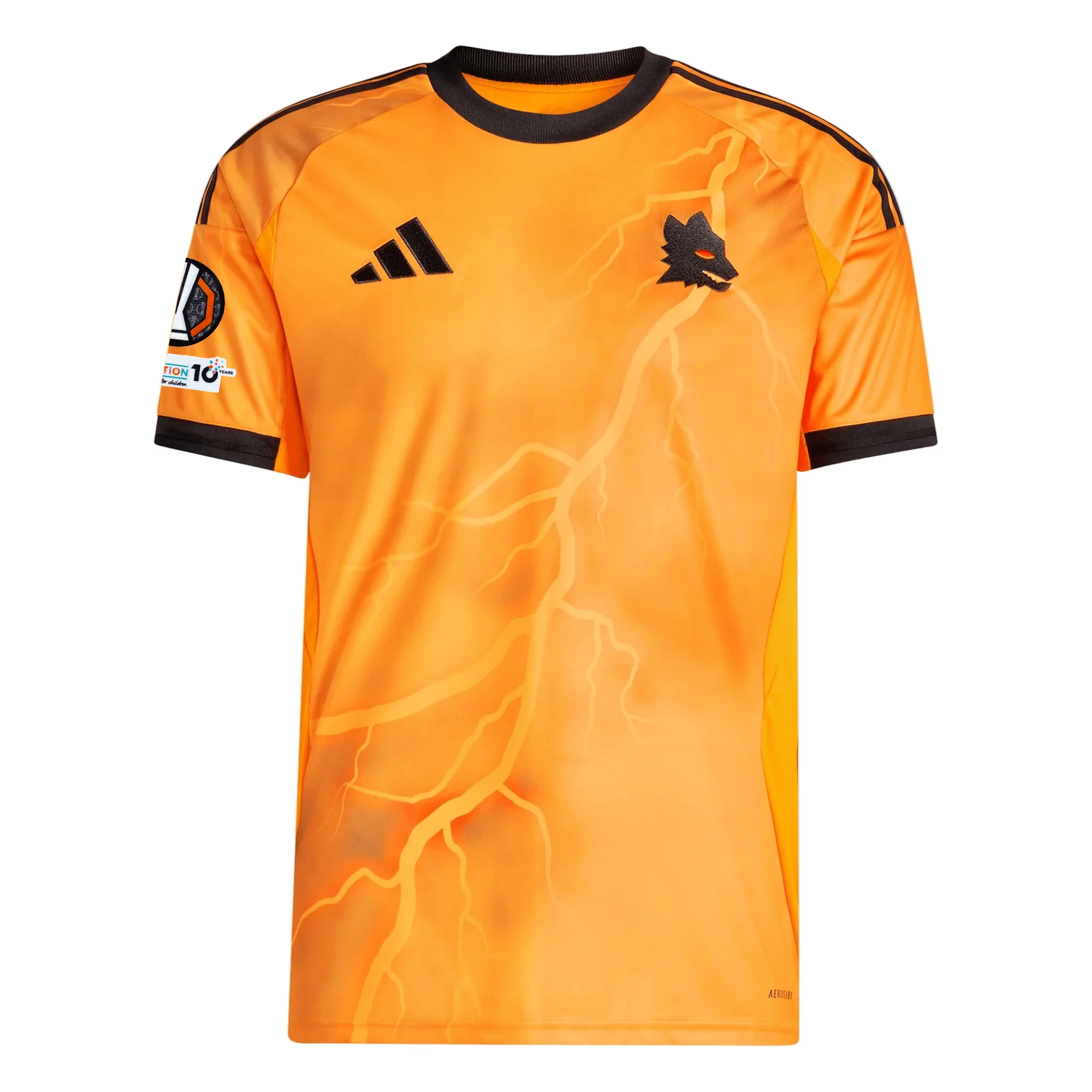 adidas Roma Devyne Rensch Away Jersey w/ Europa League Patches 25/26 (Orange/Black) - Image 2