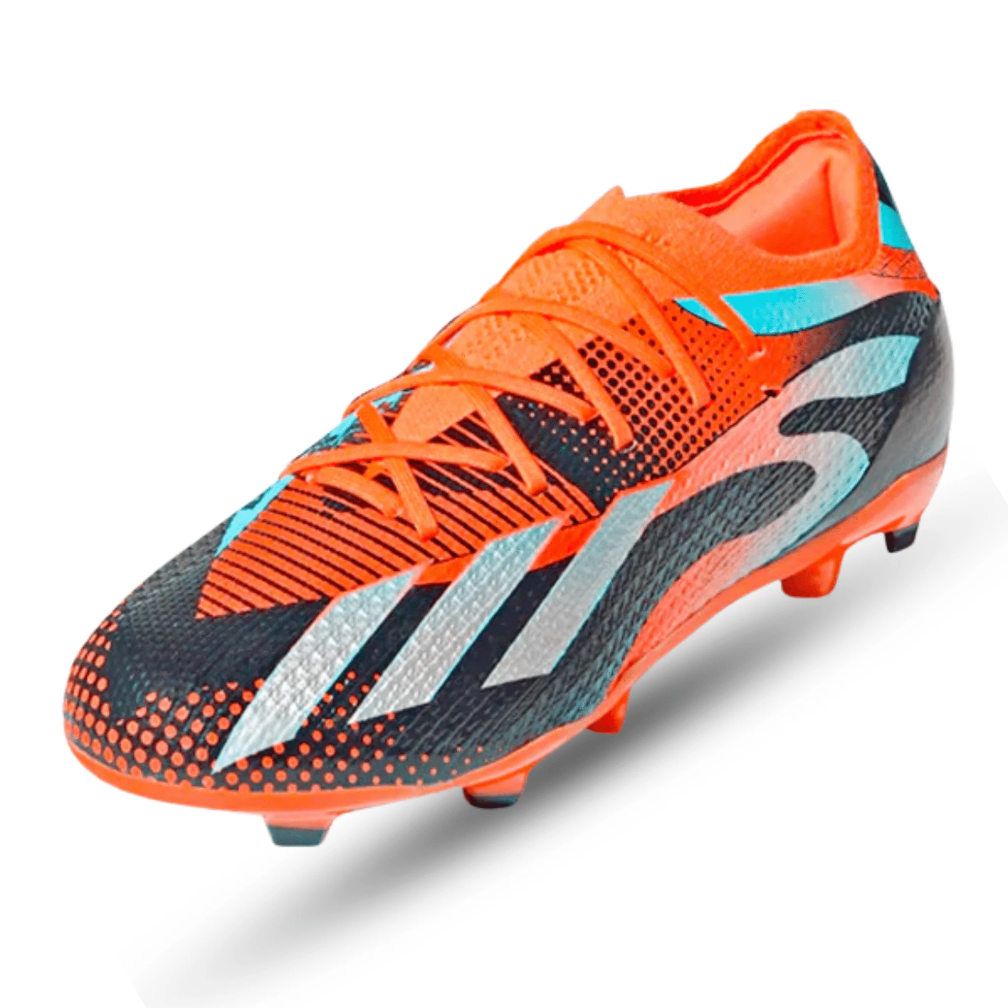 adidas Jr. X Speedportal Messi.1 Firm Ground Soccer Cleats (Team Solar Orange/Metallic Silver) - Image 2