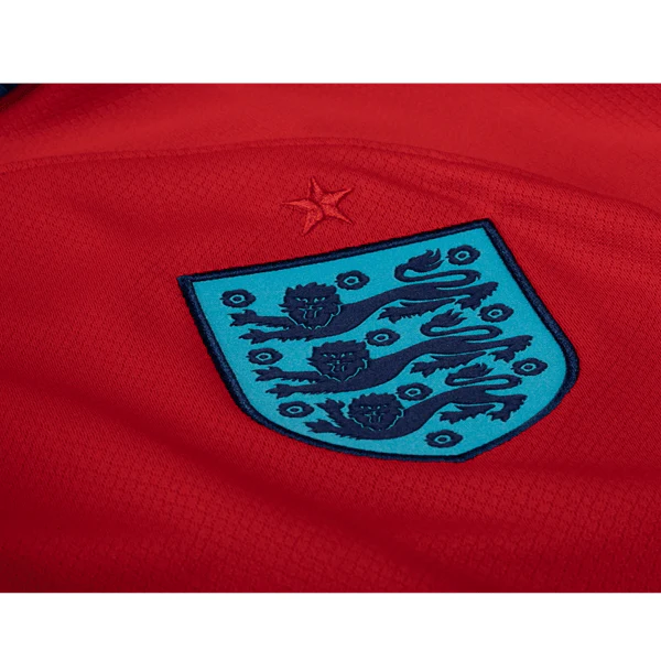 Nike England Jude Bellingham Away Jersey 22/23 w/ World Cup 2022 Patches (Challenge Red/Blue Void) - Image 4
