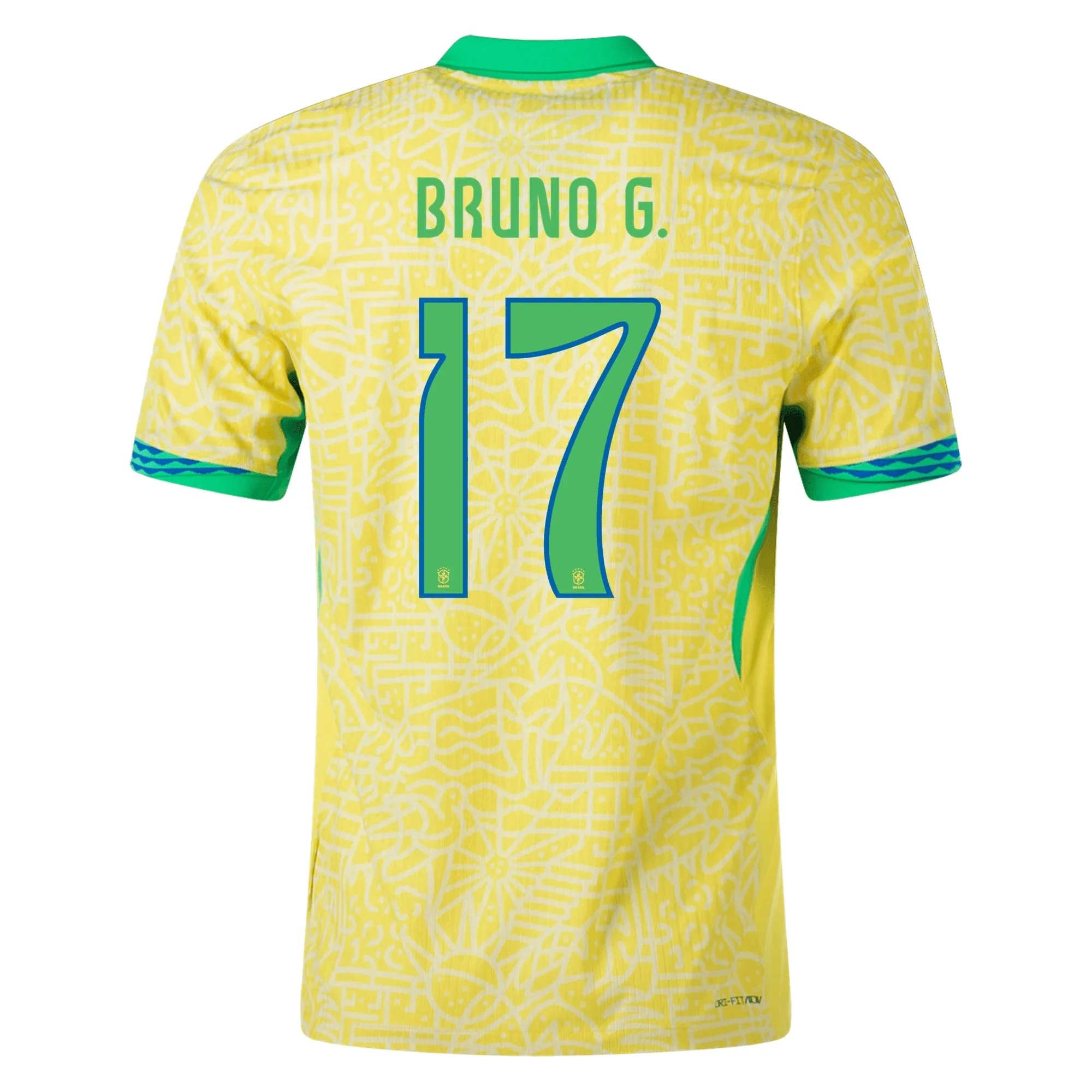 Nike Mens Brazil Bruno Guimarães Home Jersey 24/25 (Dynamic Yellow/Lemon Chiffon/Green Spark)