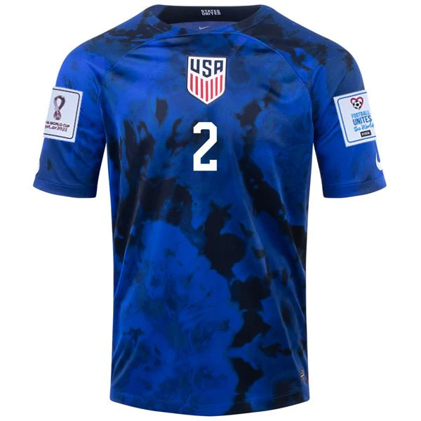 Nike United States Sergino Dest Away Jersey 22/23 w/ World Cup 2022 Patches (Bright Blue/White) - Image 2