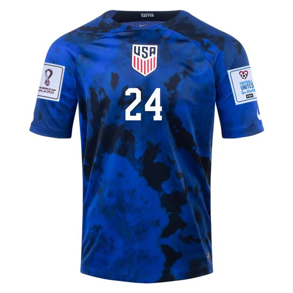 Nike United States Josh Sargent Away Jersey 22/23 w/ World Cup 2022 Patches (Bright Blue/White) - Image 2