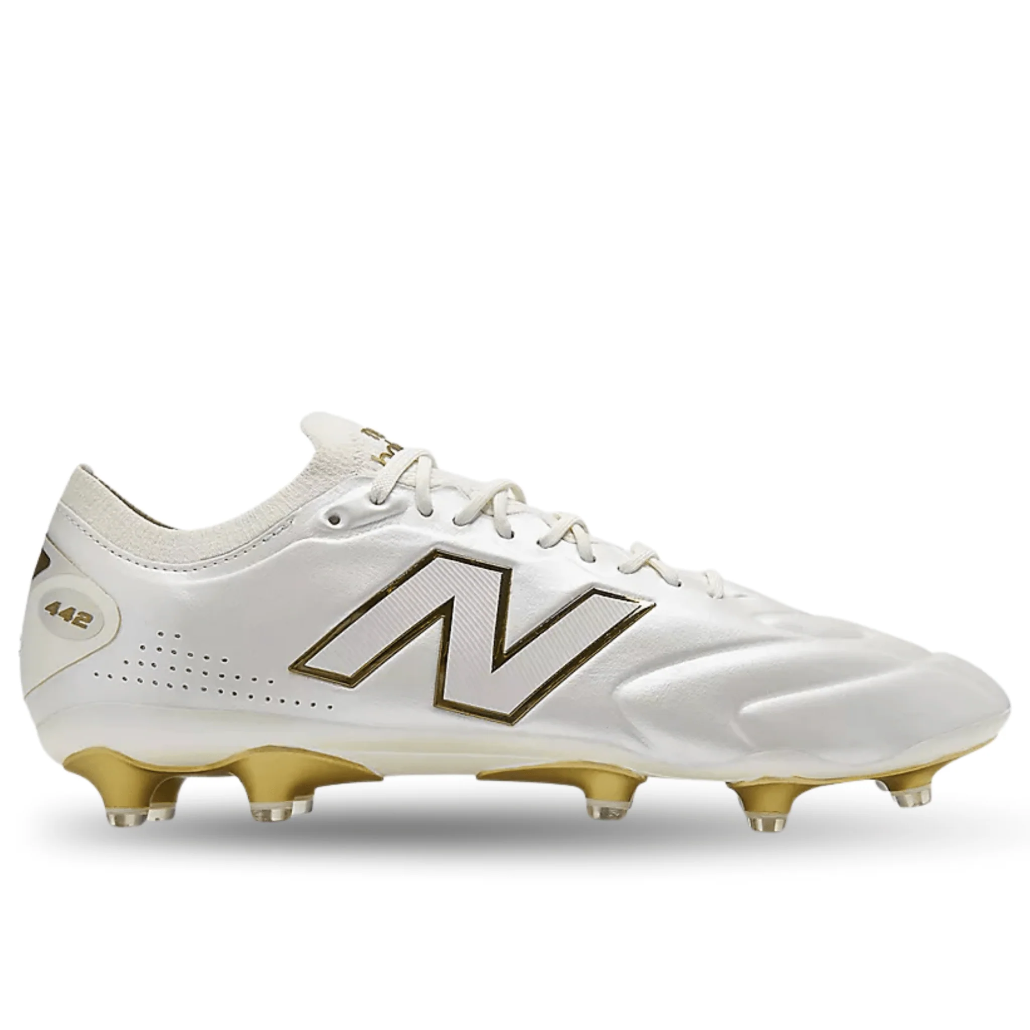 New Balance 442 Elite Knit FG V3 First Edition Soccer Cleats (White/Brown) - Image 2
