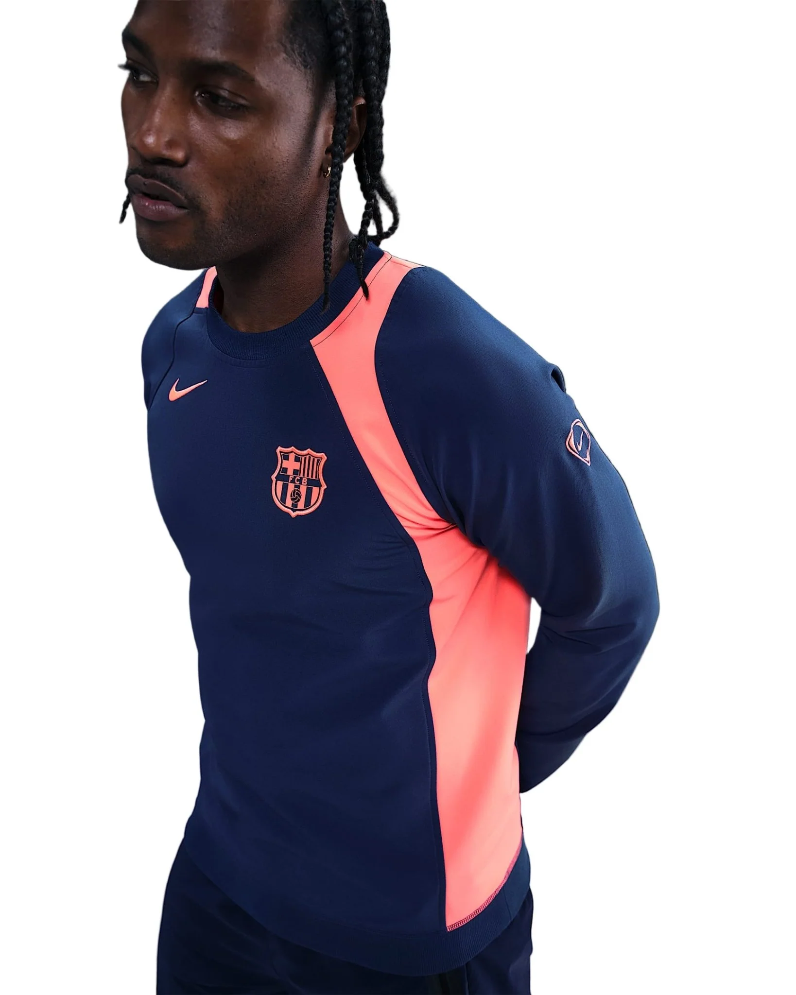 Nike Barcelona Third Total 90 Crew Neck Top 25/26 (Midnight Navy/Bright Mango) - Image 3
