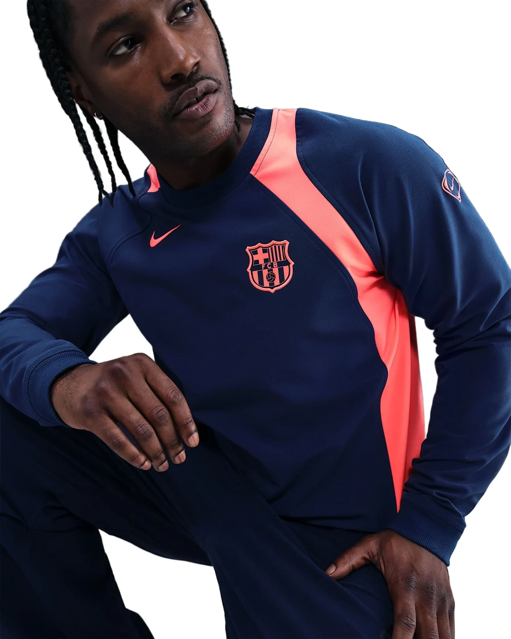 Nike Barcelona Third Total 90 Crew Neck Top 25/26 (Midnight Navy/Bright Mango) - Image 5