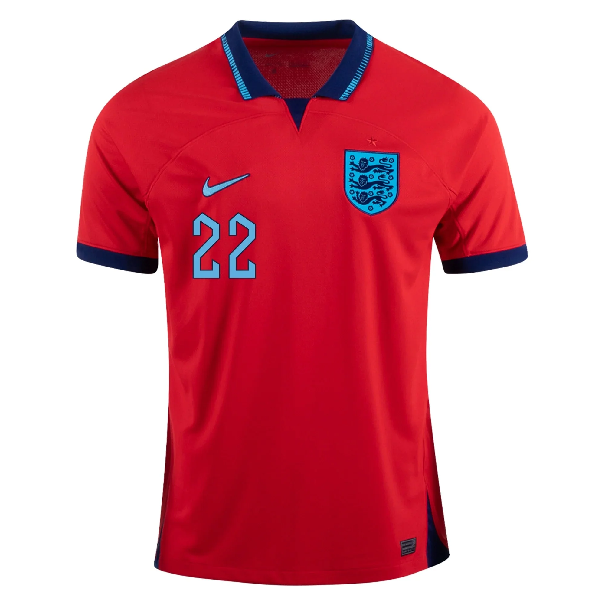 Nike England Jude Bellingham Away Jersey 22/23 (Challenge Red/Blue Void) - Image 2