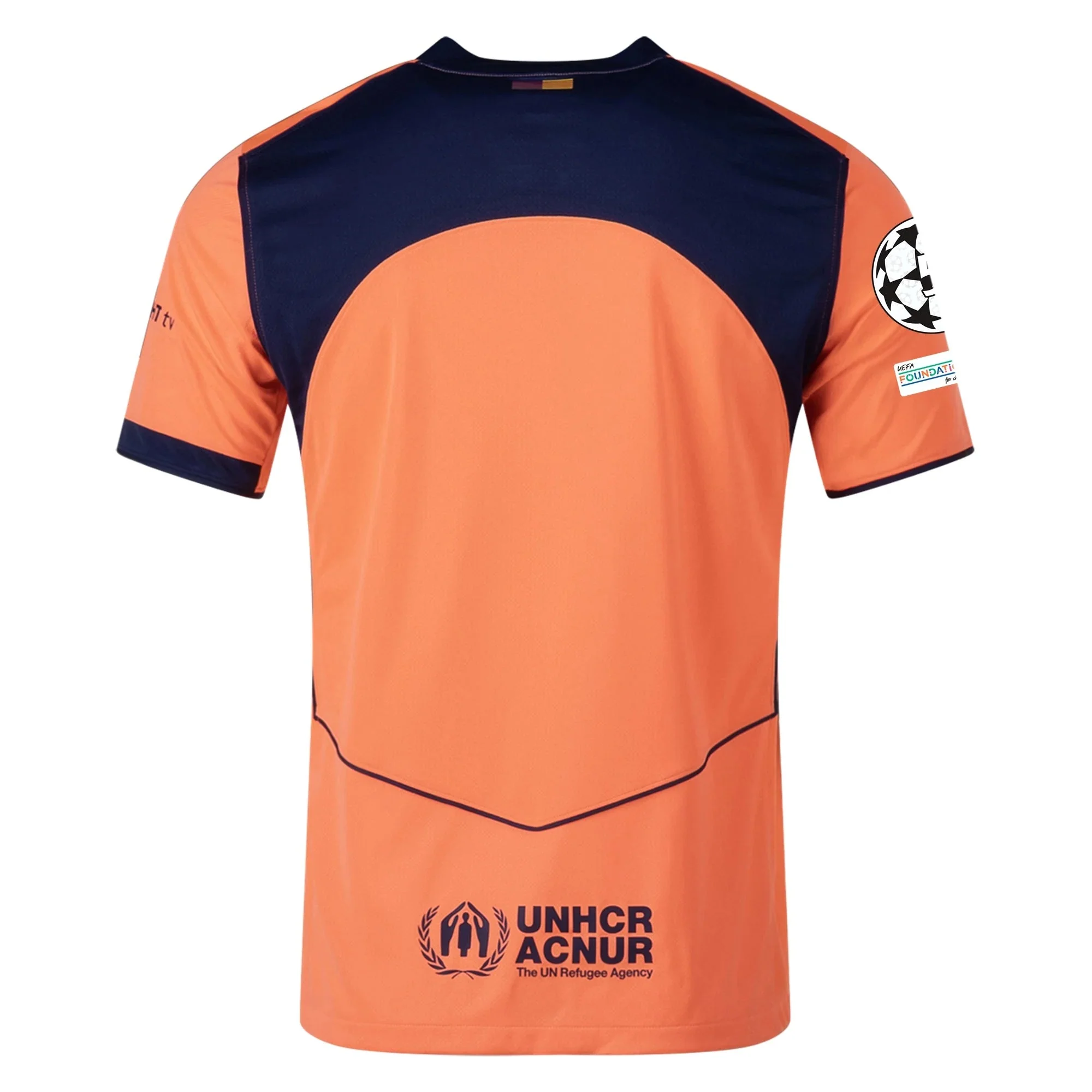 Nike FC Barcelona Third T90 Authentic Jersey 25/26 w/ Champions League Patches (Bright Mango/Midnight Navy) - Image 2