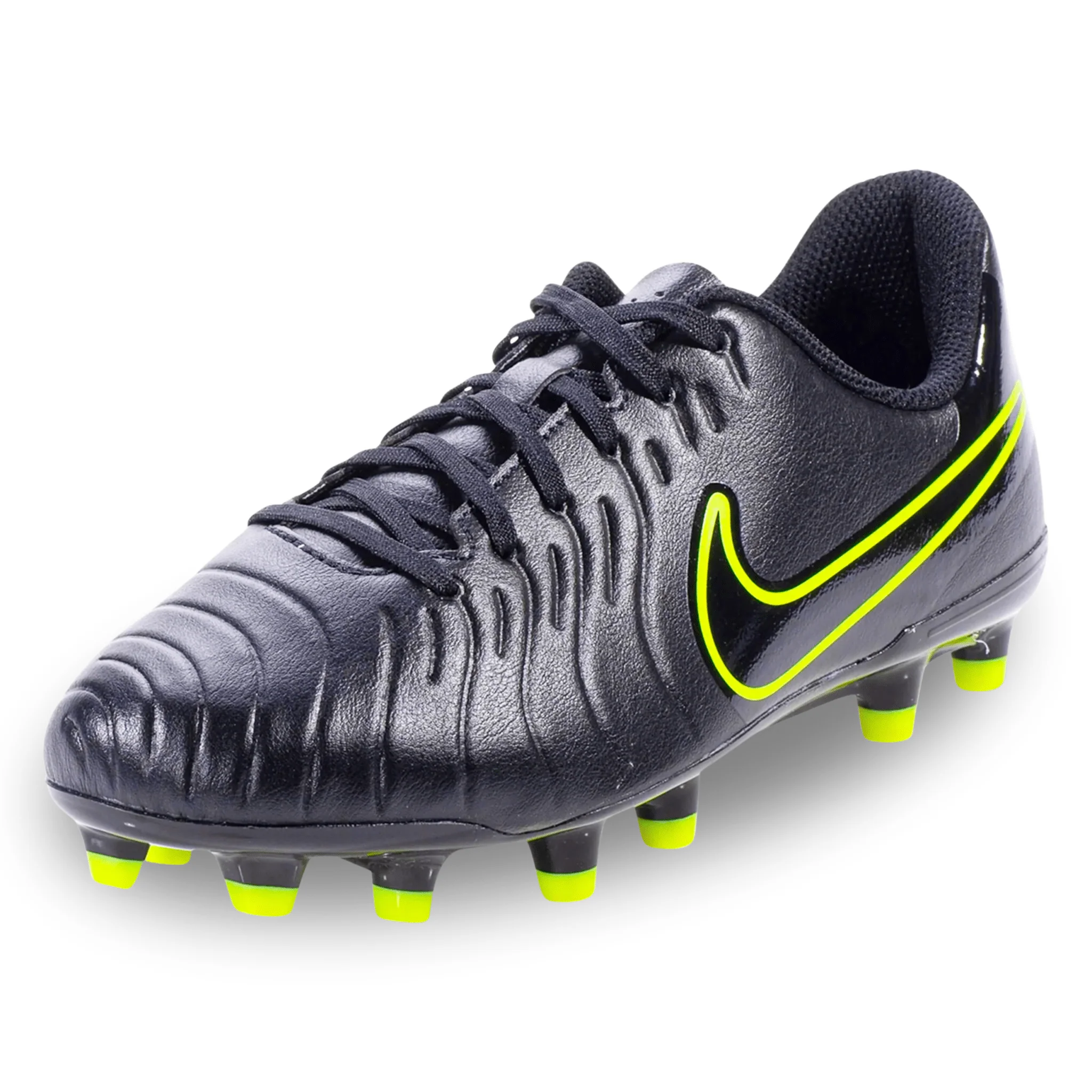Nike Jr. Legend 10 Club FG/MG Soccer Cleats (Black/Volt) - Image 3