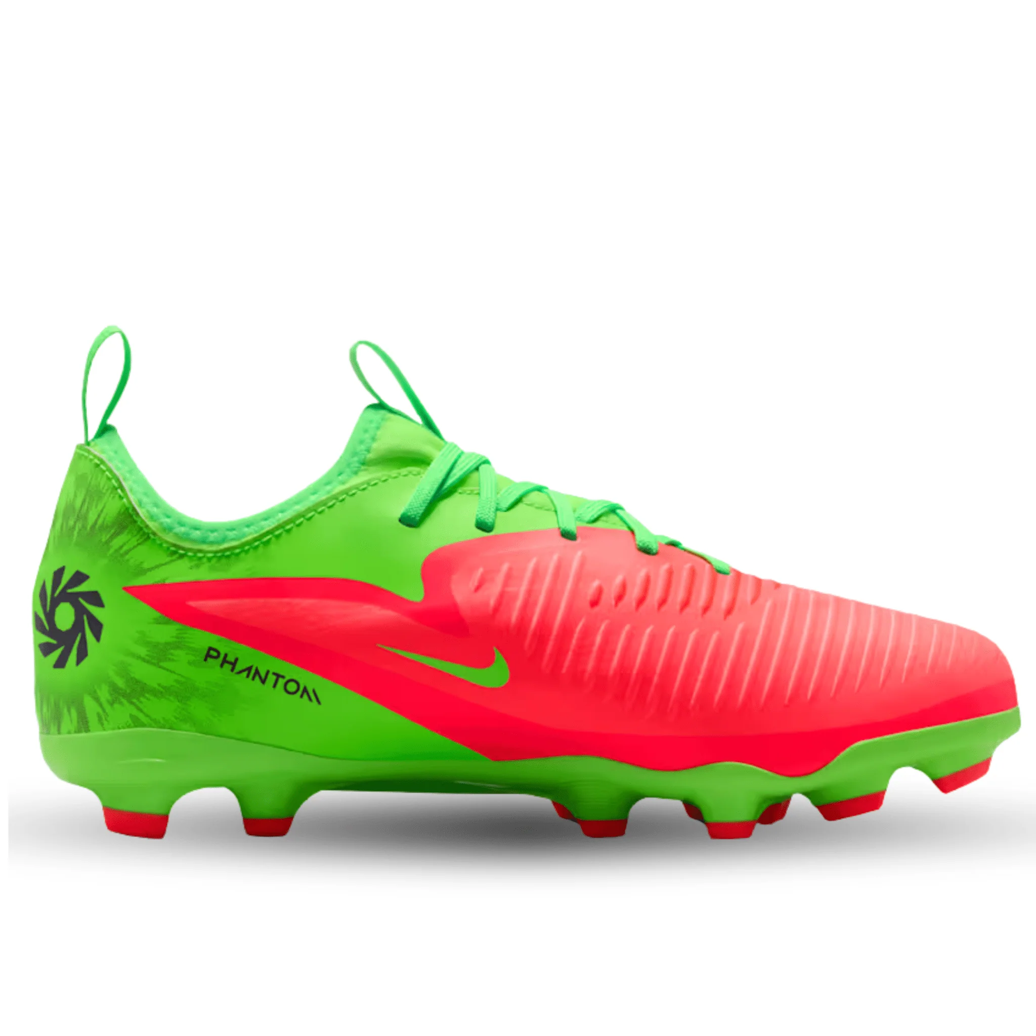 Nike Youth Jr Phantom 6 Low Academy EH FG/MG Soccer Cleats (Hot Punch/Black/Green Strike) - Image 5
