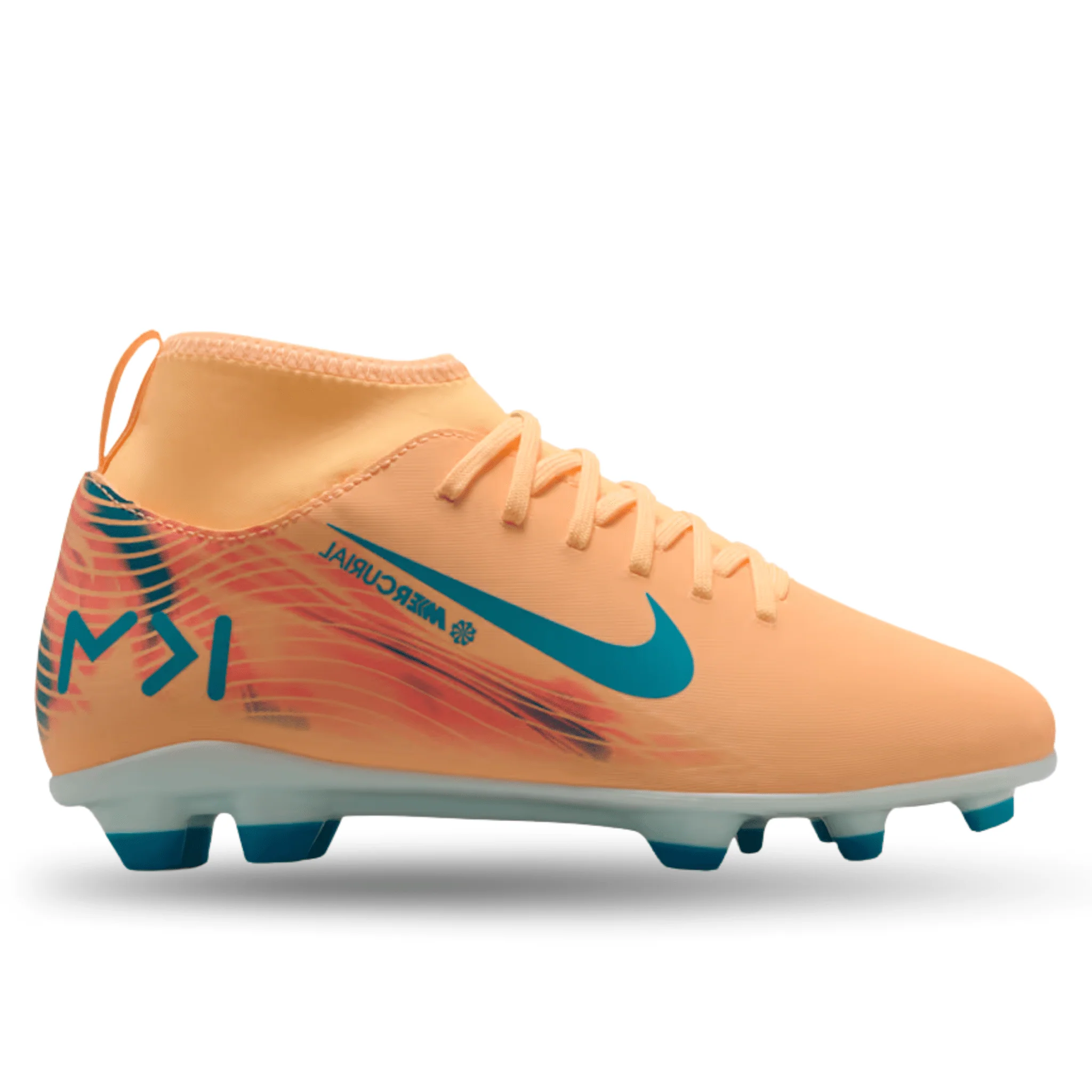 Nike Youth Junior Superfly 10 Club Kylian Mbappé Firm/Multi Ground Soccer Cleats (Melon Tint/Neo Turq/Igloo) - Image 2