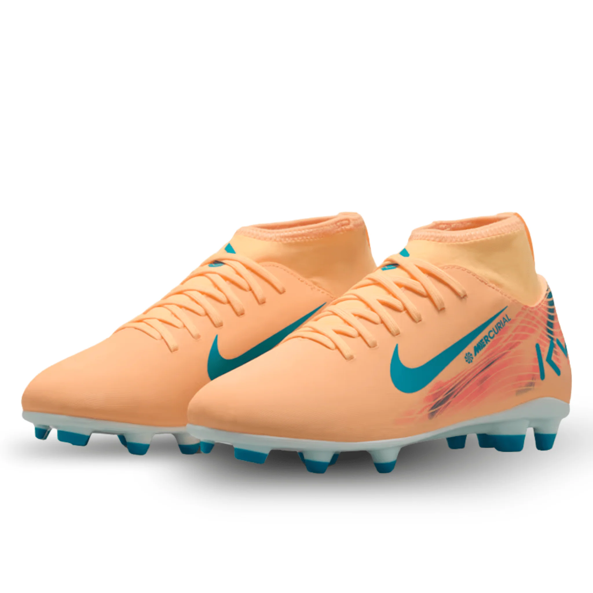 Nike Youth Junior Superfly 10 Club Kylian Mbappé Firm/Multi Ground Soccer Cleats (Melon Tint/Neo Turq/Igloo) - Image 3