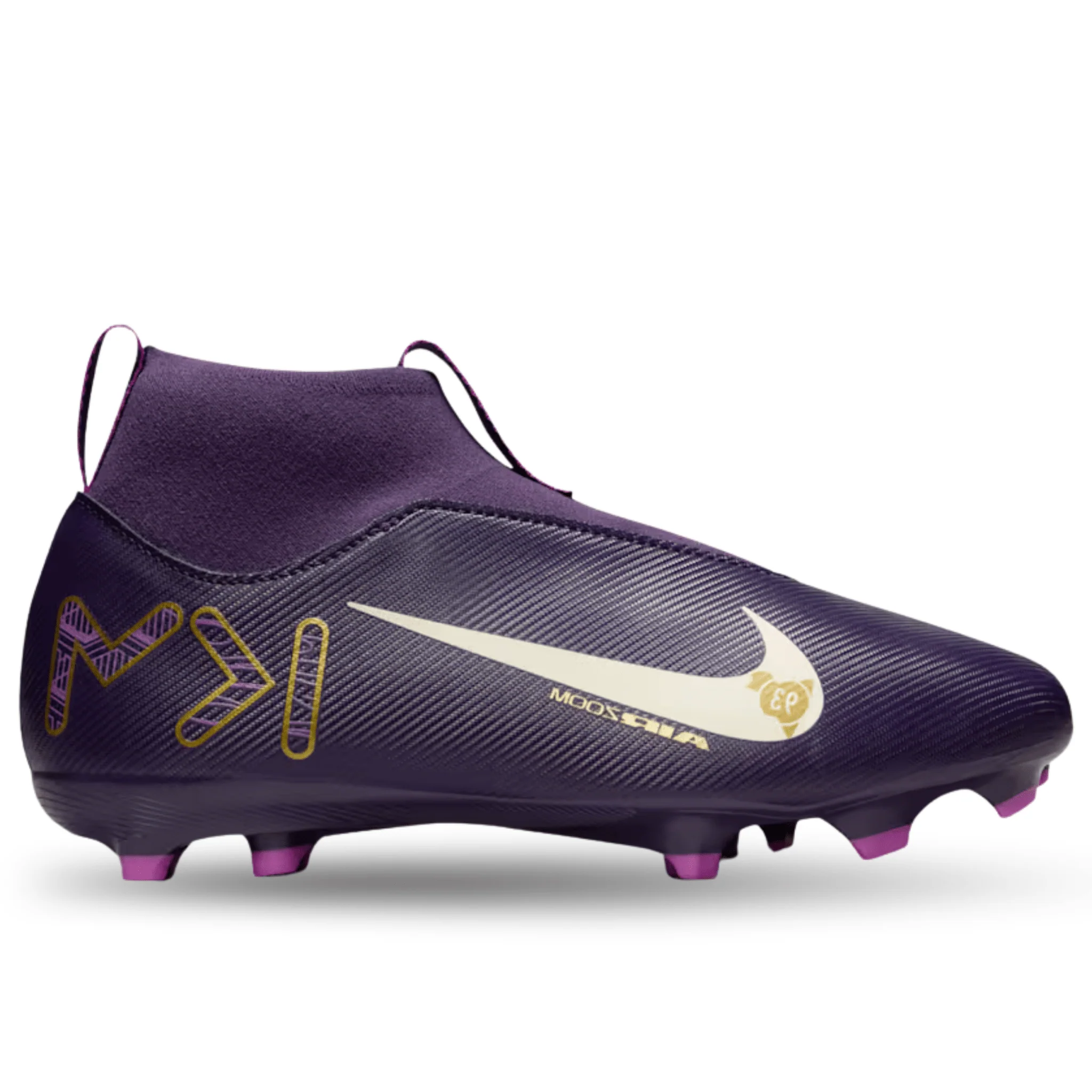 Nike Youth Jr. Zoom Superfly 10 Academy Kylian Mbappe KM FG/MG Soccer Cleats (Grand Purple/Pale Ivory) - Image 2