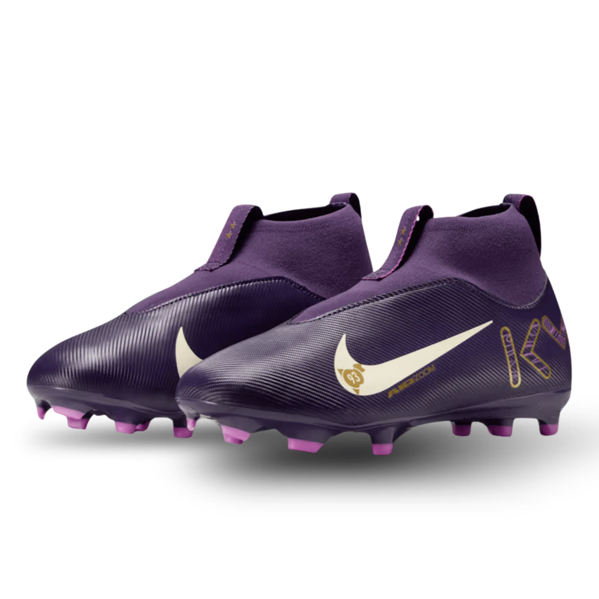Nike Youth Jr. Zoom Superfly 10 Academy Kylian Mbappe KM FG/MG Soccer Cleats (Grand Purple/Pale Ivory) - Image 3