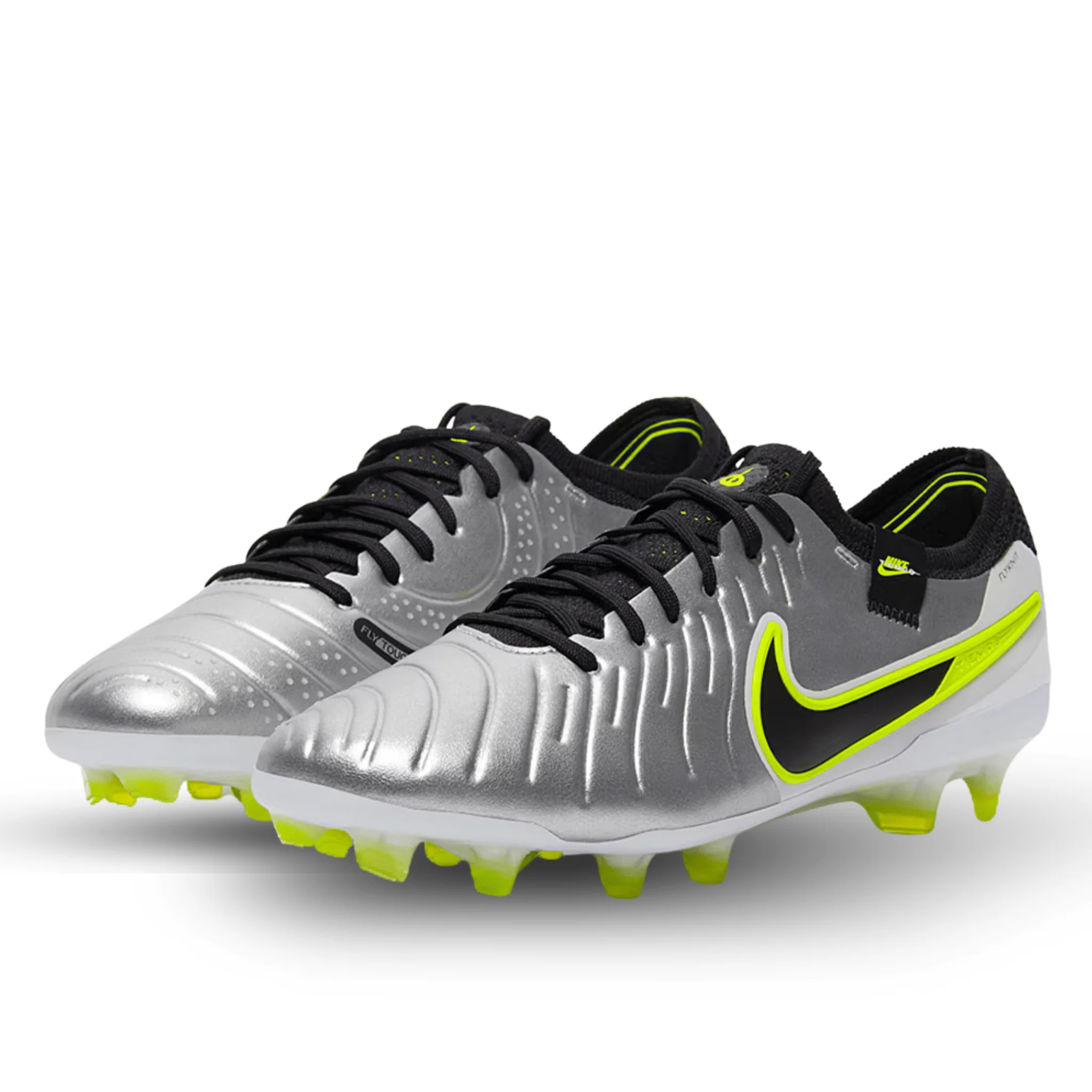Nike Legend 10 Elite FG Soccer Cleats (Metallic Silver/Black-Volt) - Image 3