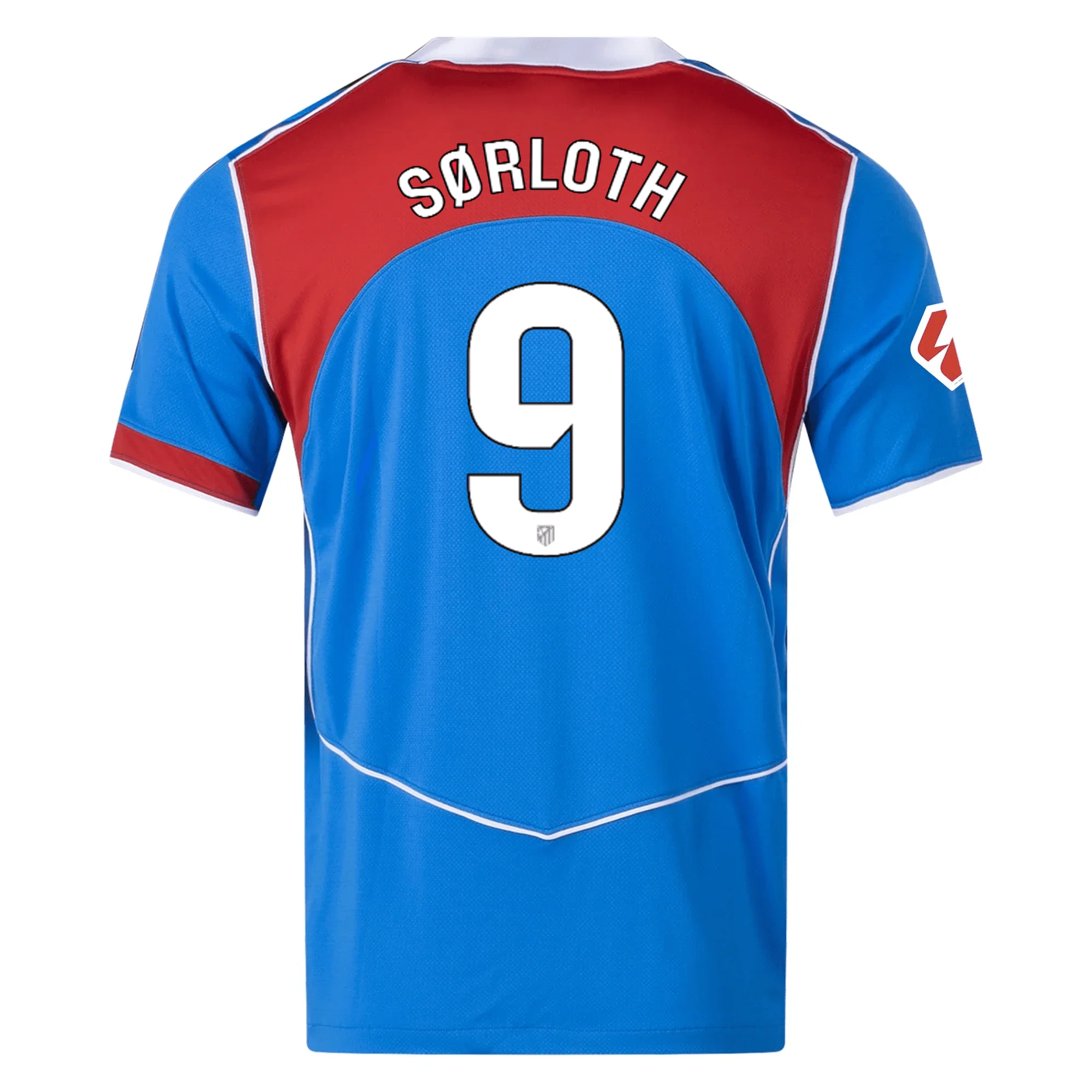 Nike Men's Atletico Madrid Alexander Sørloth T90 Third Jersey La Liga Patch 25/26 (Photo Blue/Sport Red)