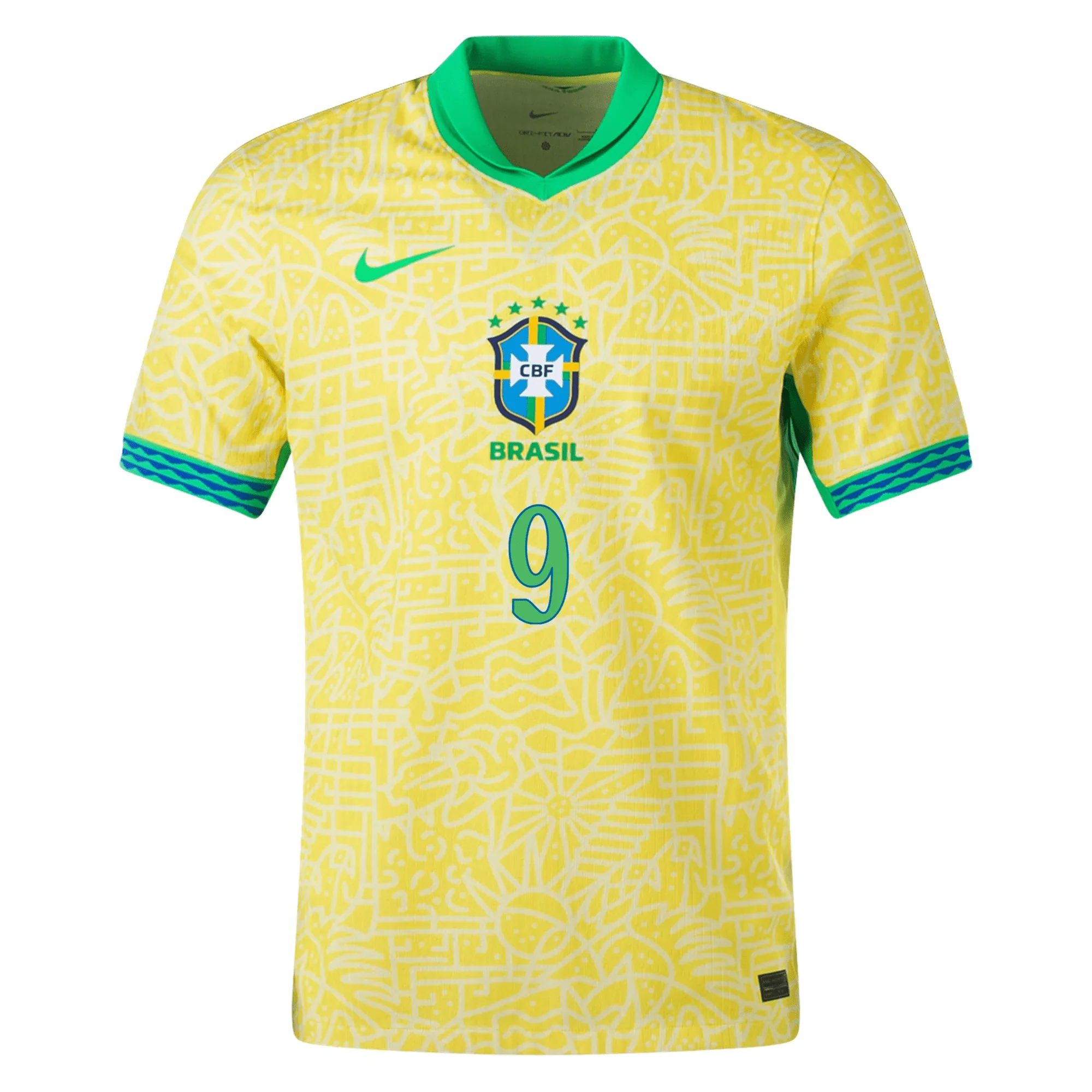 Nike Mens Brazil Endrick Home Jersey 24/25 (Dynamic Yellow/Lemon Chiffon/Green Spark) - Image 2