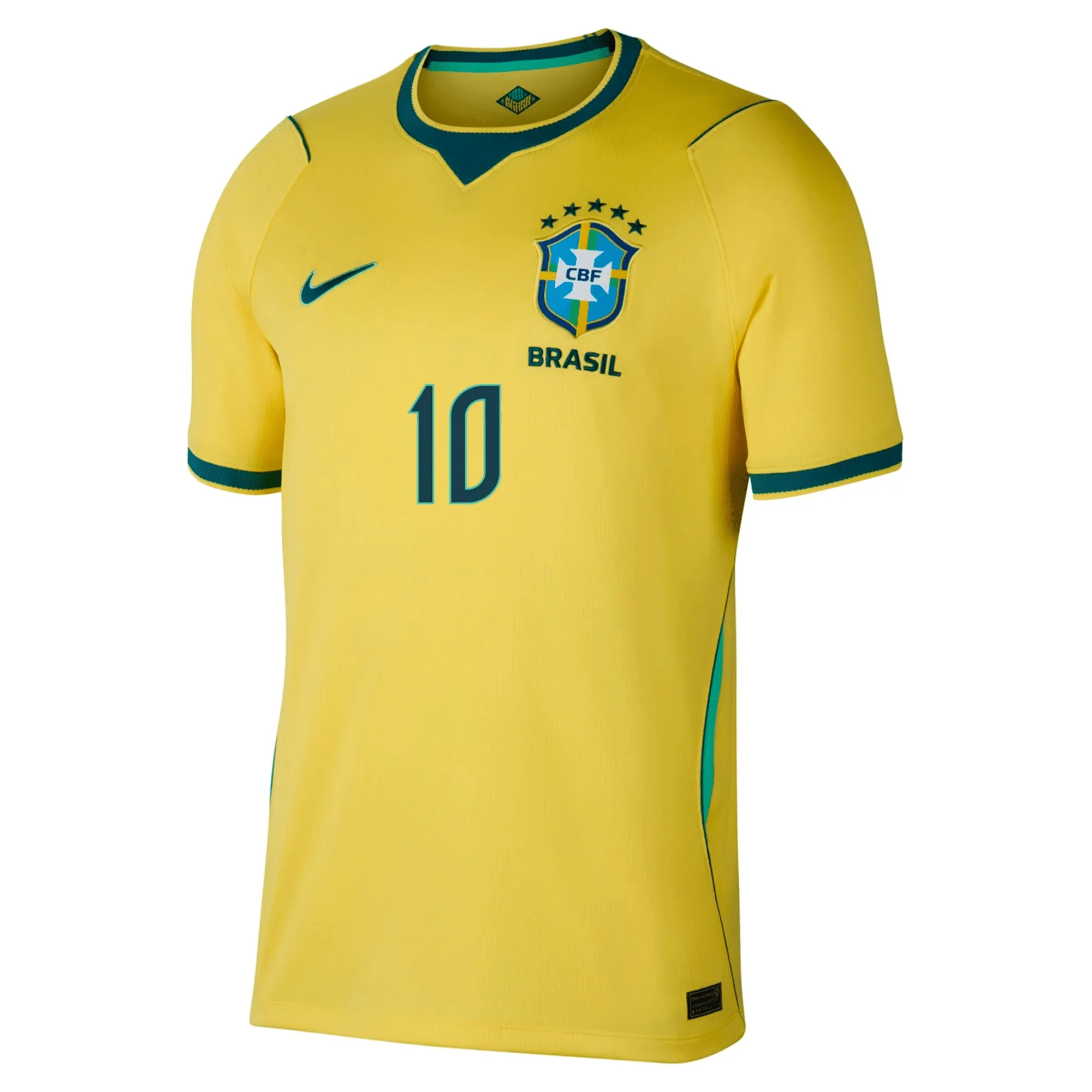 Nike Men's Brazil Ronaldinho Home Stadium Jersey 2026 (Canary/Teal) - Image 2