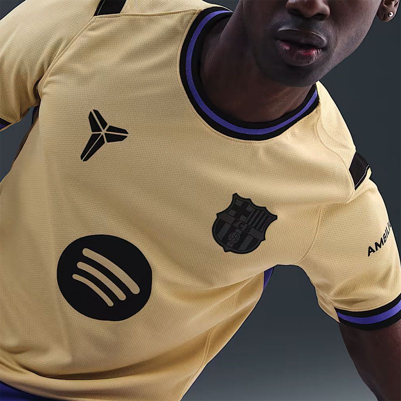 Nike Men's FC Barcelona Away Jersey 25/26 w/ Champions League Patches (Team Gold/Persion Violet/Black) - Image 6