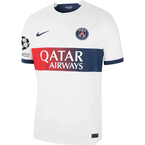 Nike Paris Saint-Germain Authentic Archaf Hakimi Match Vaporknit Away Jersey w/ Champions League Patches 23/24 (White/Midnight Navy) - Image 2