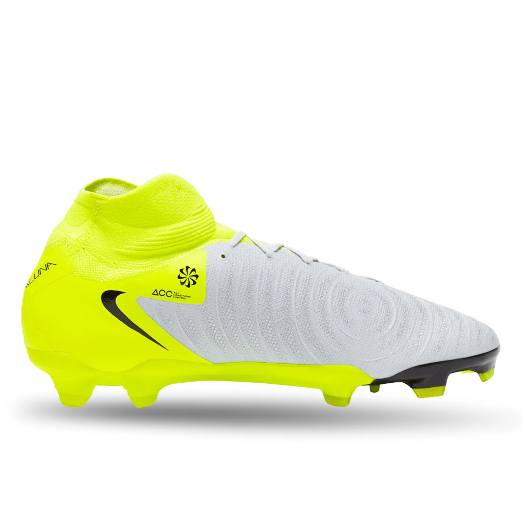 Nike Phantom Luna II Pro FG Soccer Cleats (Metallic Silver/Black-Volt) - Image 2
