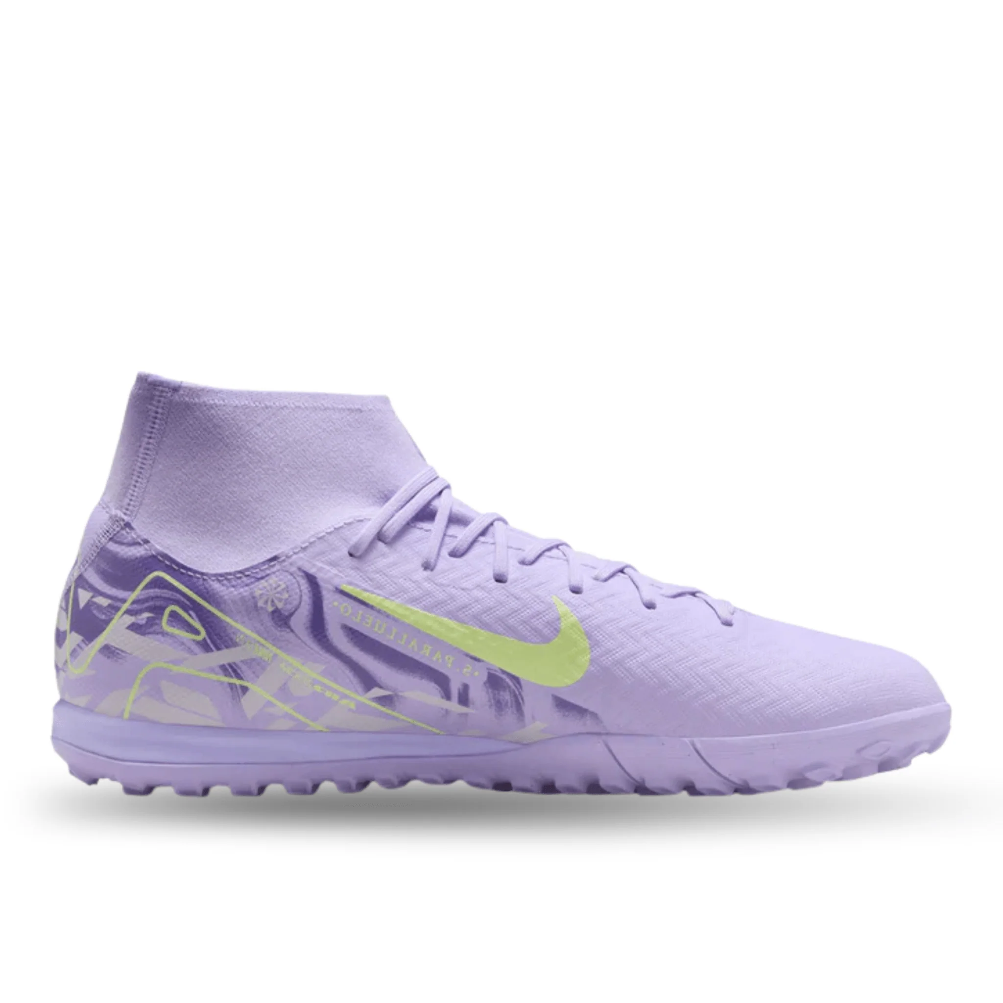 Nike United Zoom Superfly 10 Academy Turf Soccer Shoes (Purple Agate/Barely Volt) - Image 2
