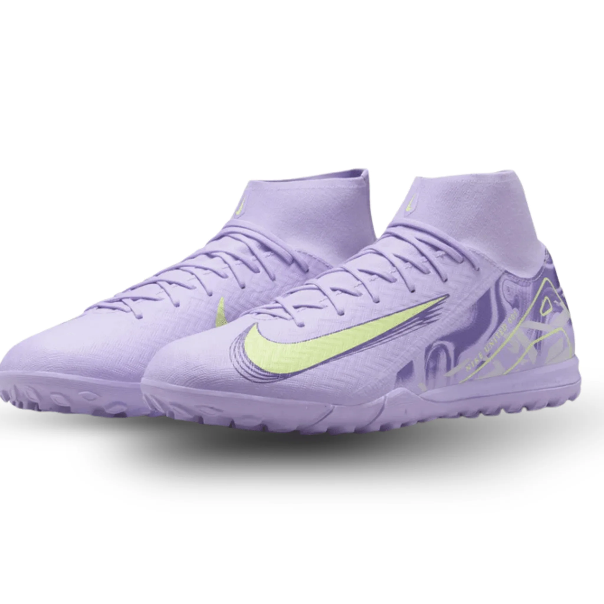 Nike United Zoom Superfly 10 Academy Turf Soccer Shoes (Purple Agate/Barely Volt) - Image 3