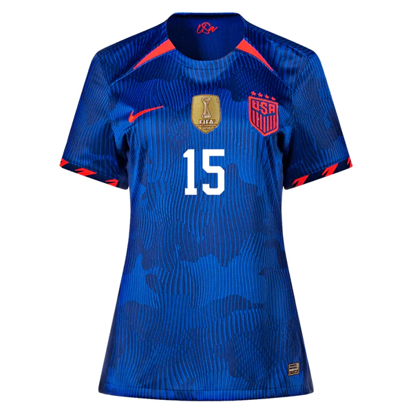 Nike Womens United States Alana Cook 4 Star Away Jersey 23/24 w/ 2019 World Cup Champion Patch (Hyper Royal/Loyal Blue) - Image 2
