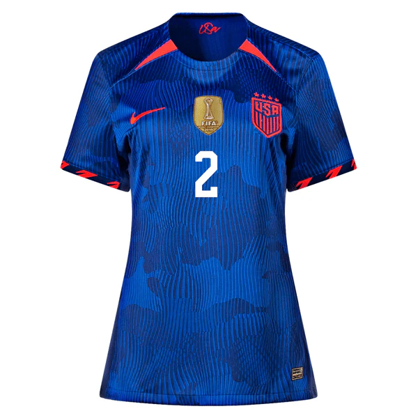 Nike Womens United States Ashley Sanchez 4 Star Away Jersey 23/24 w/ 2019 World Cup Champion Patch (Hyper Royal/Loyal Blue) - Image 2