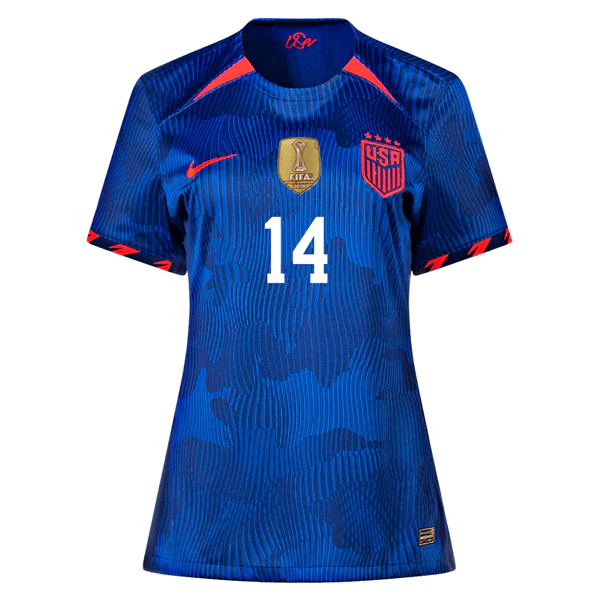 Nike Womens United States Emily Sonnett 4 Star Away Jersey 23/24 w/ 2019 World Cup Champion Patch (Hyper Royal/Loyal Blue) - Image 2