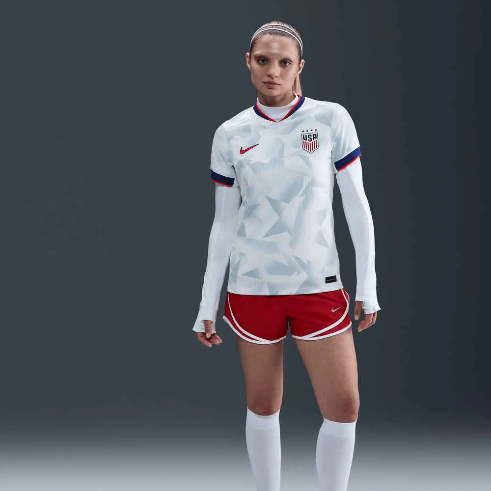 Nike Womens USA 25/26 Home 4 Star Match Authentic Jersey 101 (White/Rush Blue/Challenge Red)