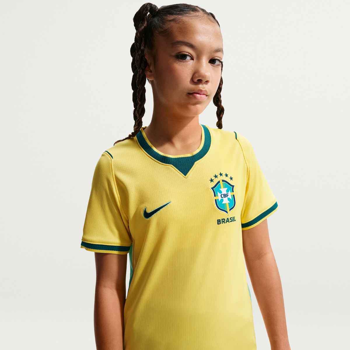 Nike Youth Brazil Home Stadium Jersey 2026 (Yellow Canary/Teal) - Image 5