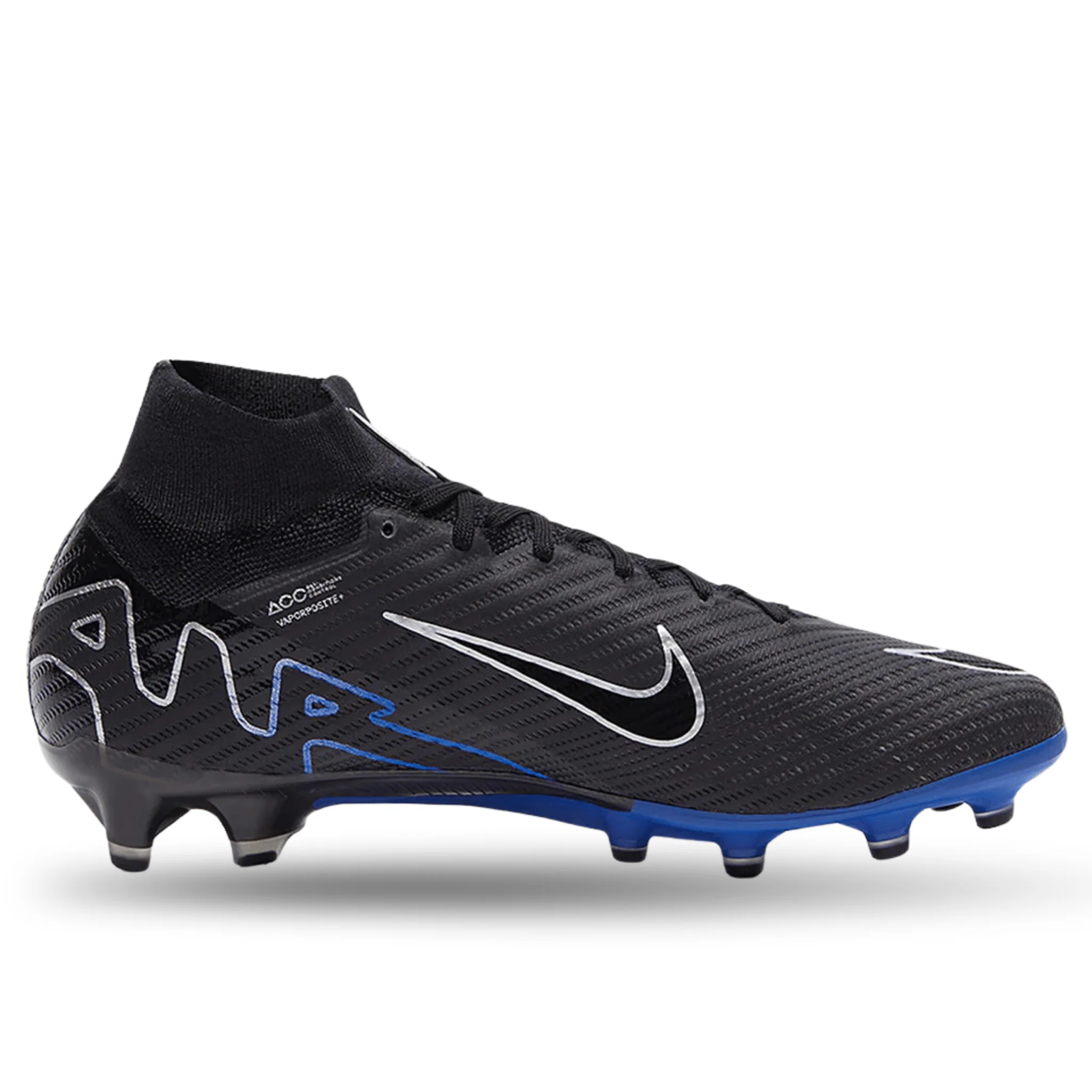 Nike Zoom Superfly 9 Elite AG-Pro Soccer Cleats (Black/Chrome-Hyper Royal) - Image 5