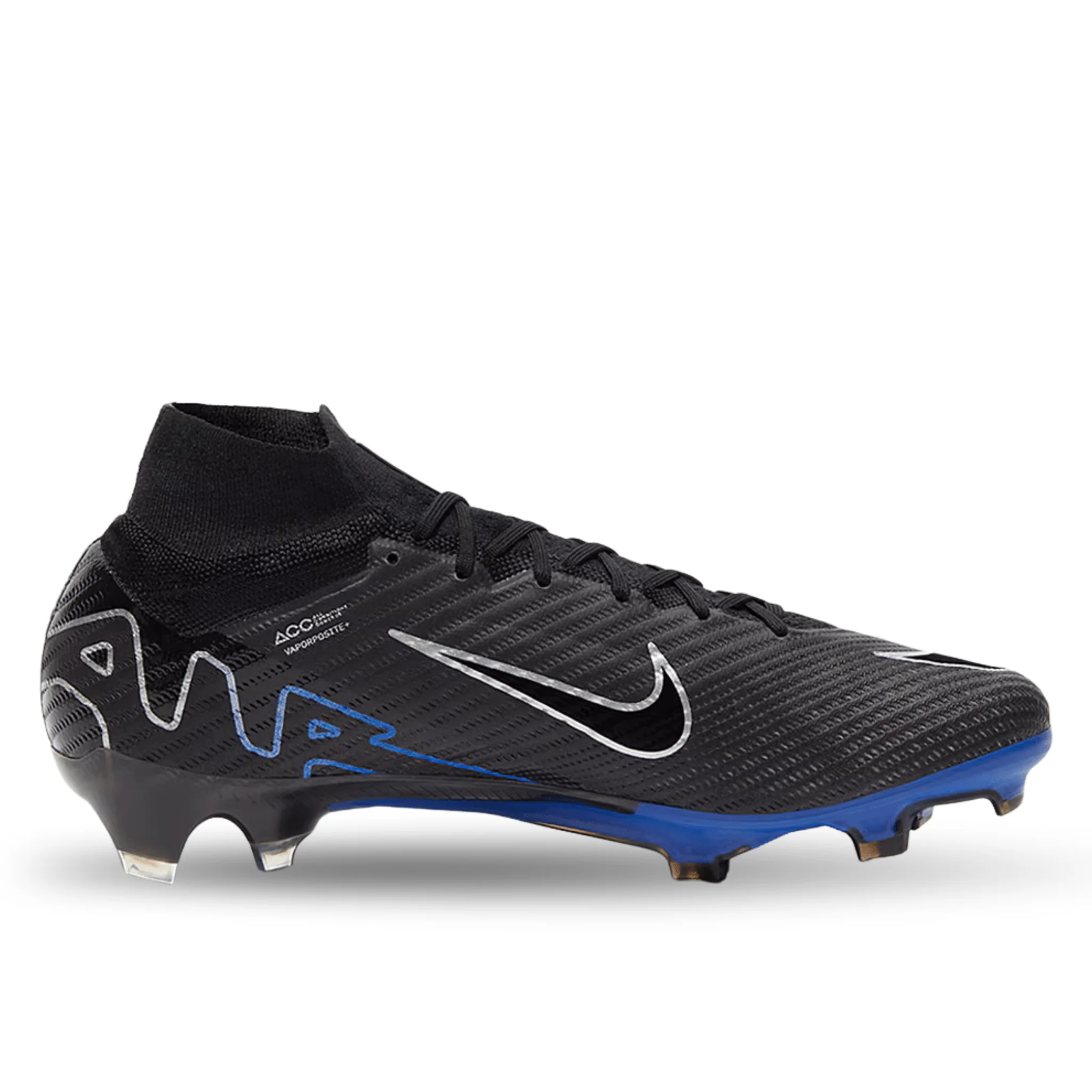 Nike Zoom Mercurial Superfly 9 Elite Firm Ground Firm Ground Soccer Cleat (Black/Chrome/Hyper Royal) - Image 5