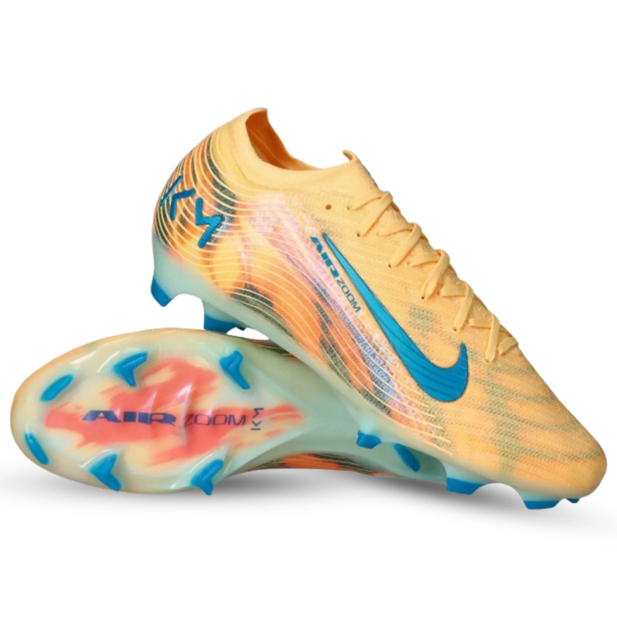 Nike Zoom Vapor 16 Elite KM Firm Ground Soccer Cleats (Melon Tint/Neo Turq/Igloo) - Image 3