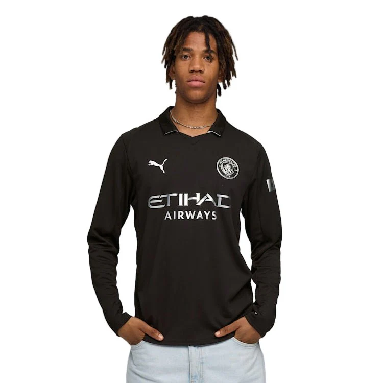 Puma Manchester City Long Sleeve Away Jersey 25/26 (Puma Black) - Image 3