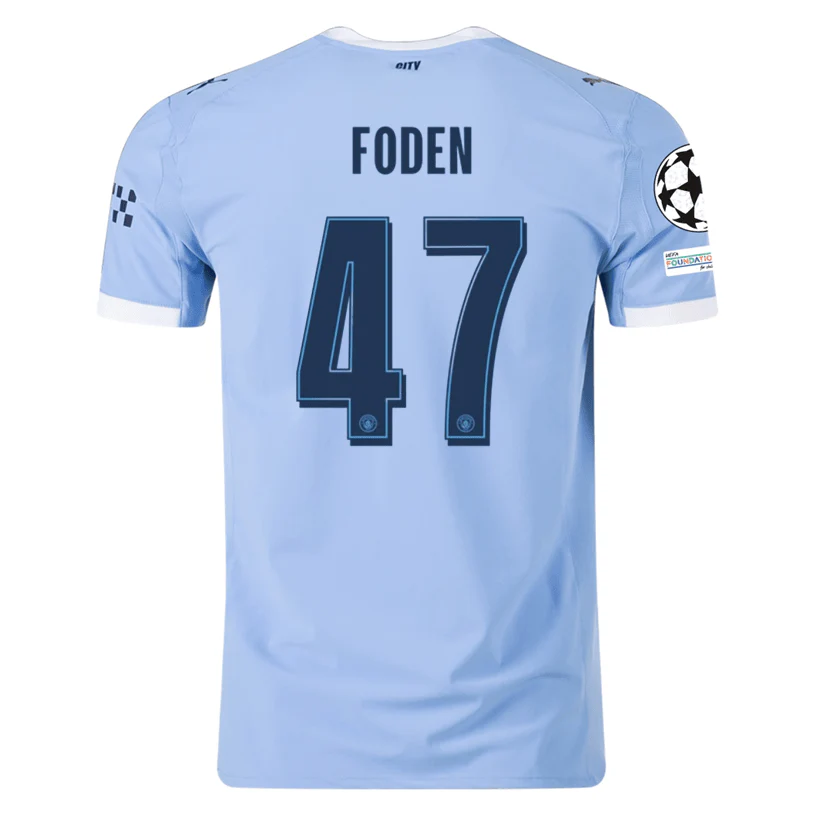 Puma Manchester City Authentic Foden Home Jersey w/ Champions League Patches 25/26 (Team Light Blue/White)