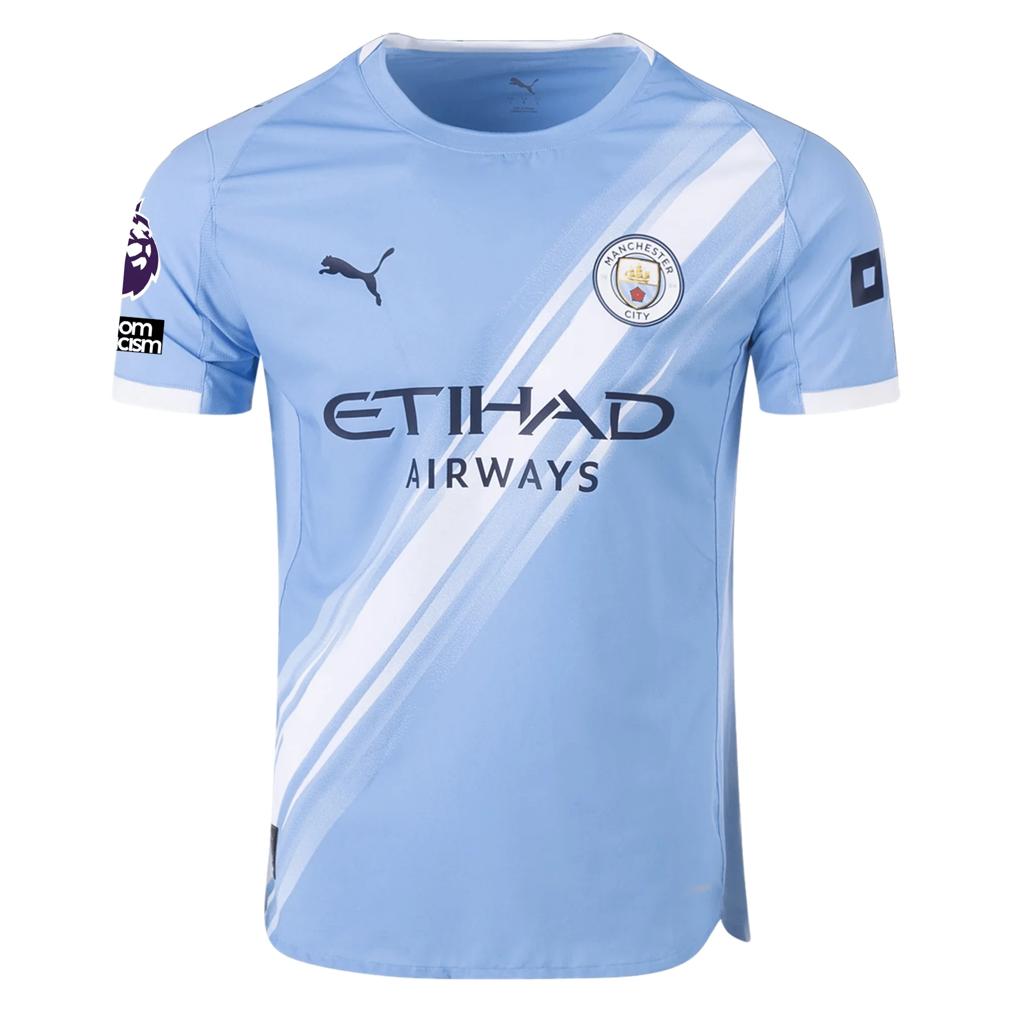 Puma Manchester City Authentic Foden Home Jersey w/ EPL + No Room For Racism Patches 25/26 (Team Light Blue/White) - Image 2