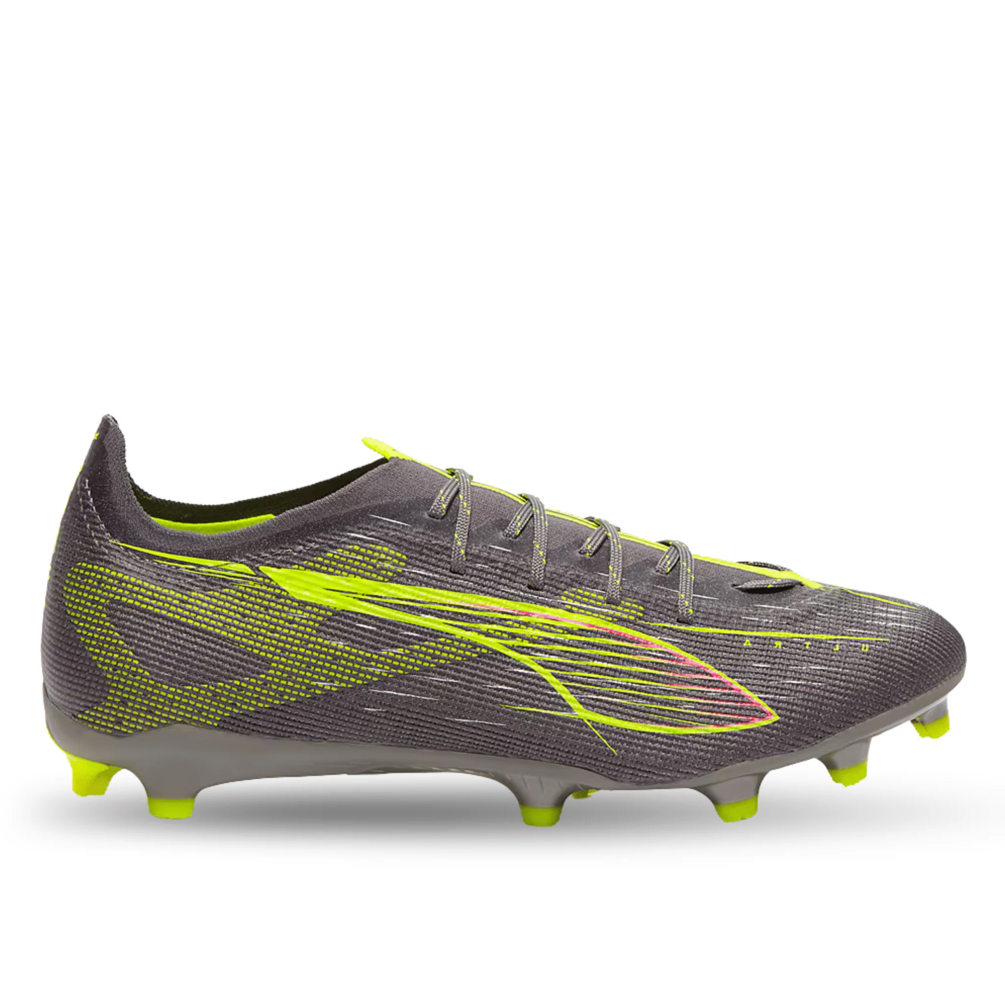 Puma Ultra 5 Pro FG/AG Soccer Cleats (Matte Aged Silver-Yellow Alert-Sun Struck) - Image 2