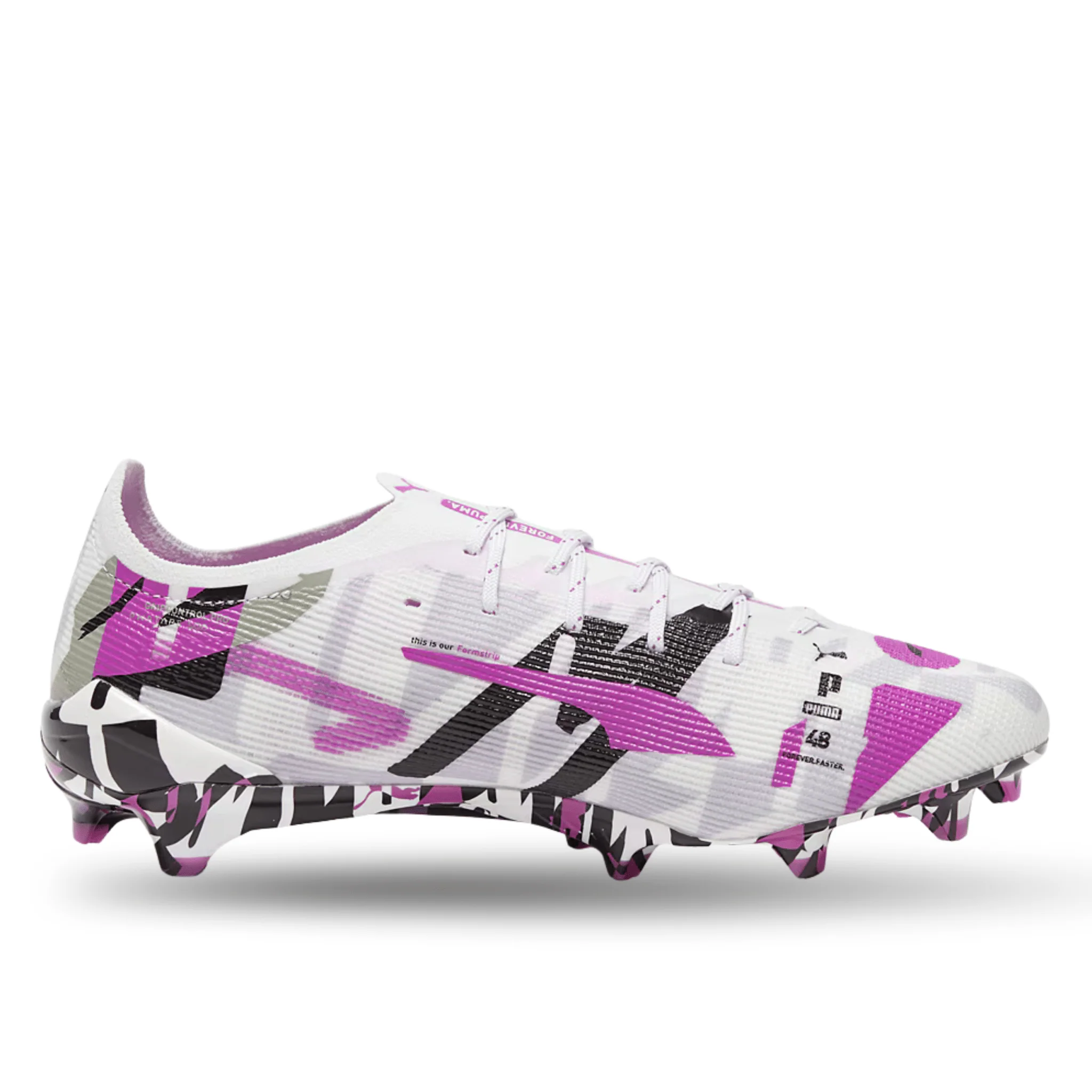 Puma Ultra 5 Ultimate Forever FG Soccer Cleats (White/Magenta/Black) - Image 2