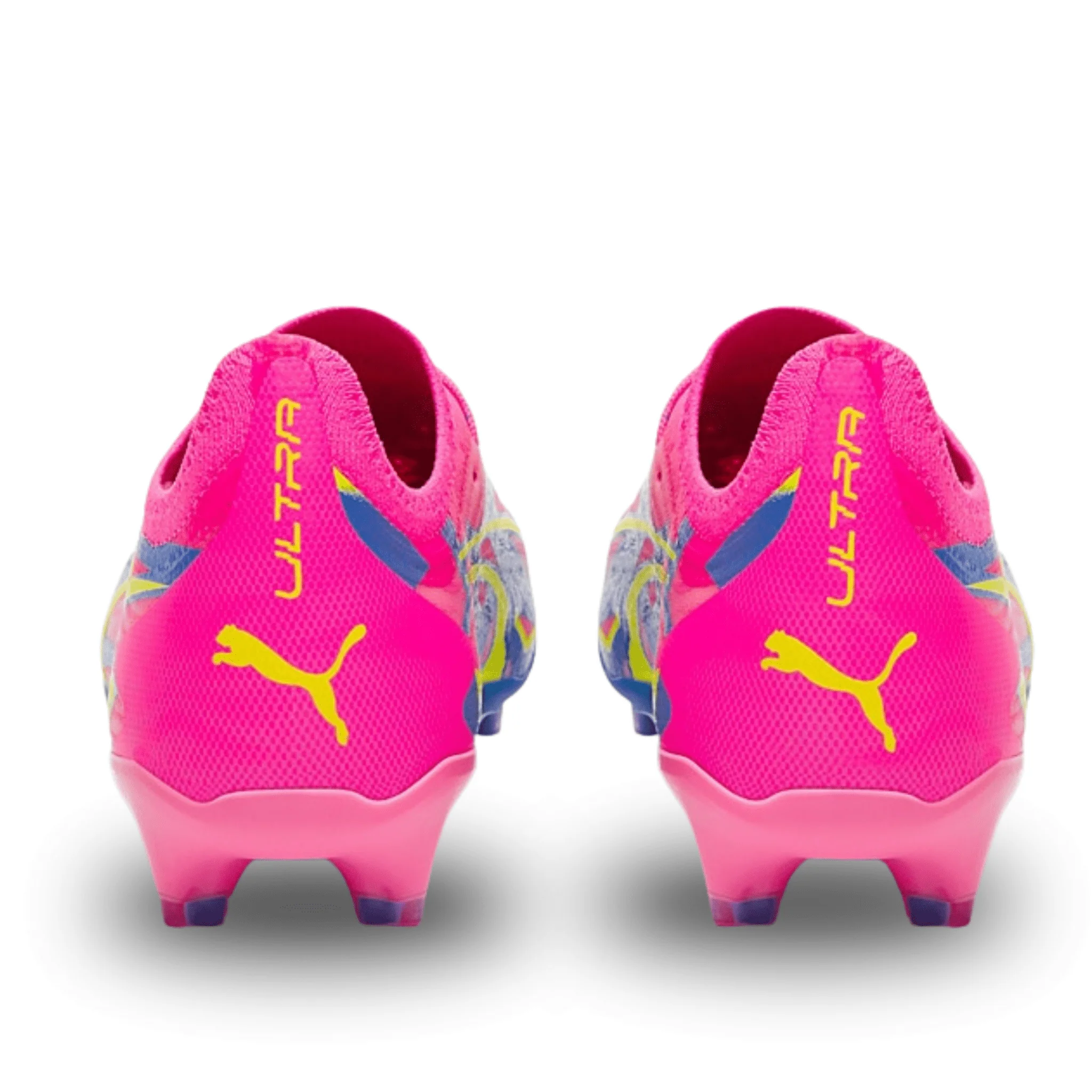 Puma Ultra Ultimate Energy FG/AG Soccer Cleats (Pink/Ultra Blue/Yellow Alert) - Image 4
