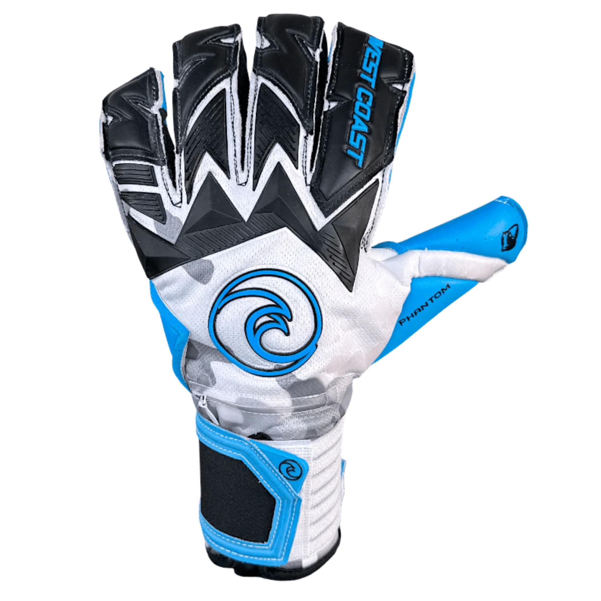 West Coast Phantom Cascade Goalkeeper Gloves (Black/Blue/White) - Image 4